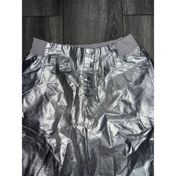 Free People Y2K Pockets Cargo Wide Mesmerize Me Preppy Pants Metallic M A004045 - Picture 7 of 12